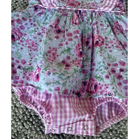 Pastourelle by Pippa & Julie 6-9 Months Baby Girl Floral and Gingham Flutter Sle - Picture 3 of 5